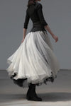 marc le bihan 25004 black and white half skirt black/white